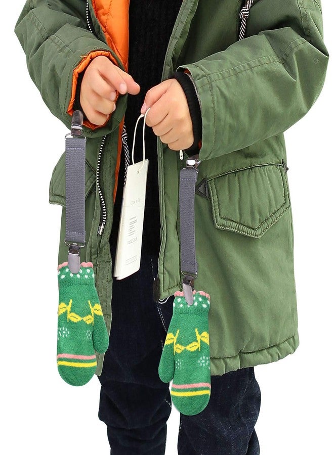 ويزدوم برو مشابك قفازات Wisdompro، 4 قطع، مشابك قفازات بحزام مطاطي للأطفال الصغار والأطفال والكبار - أسود ورمادي - Image 2